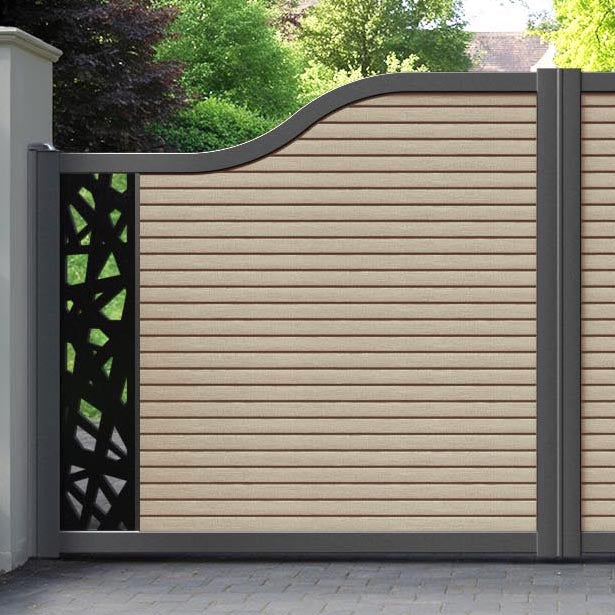 Hudson Prism Curved Top Driveway Gate - Light Oak- End Screen