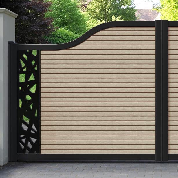 Hudson Prism Curved Top Driveway Gate - Light Oak- End Screen