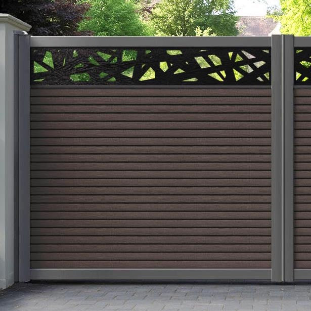 Hudson Prism Straight Top Driveway Gate - Mid Brown - Top Screen