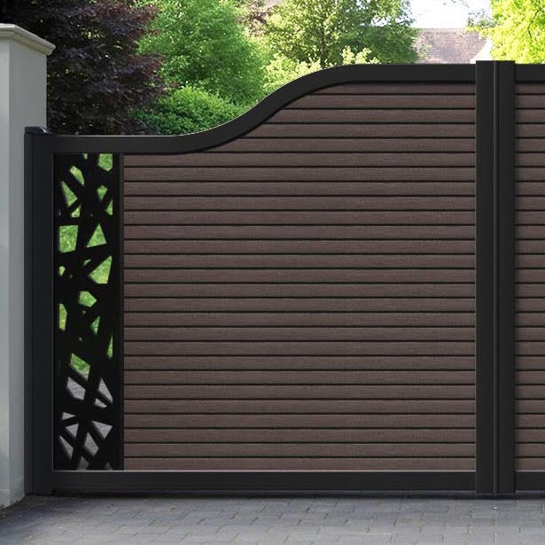 Hudson Prism Curved Top Driveway Gate - Mid Brown - End Screen