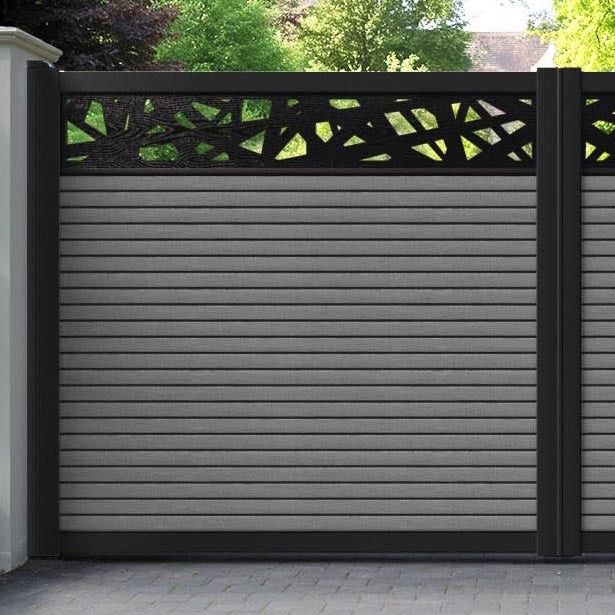 Hudson Prism Straight Top Driveway Gate - Mid Grey - Top Screen