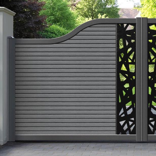 Hudson Prism Curved Top Driveway Gate - Mid Grey - Middle Screen