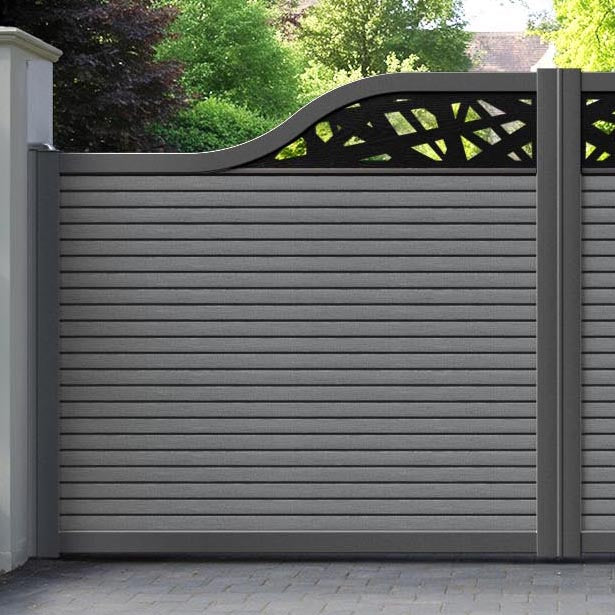 Hudson Prism Curved Top Driveway Gate - Mid Grey - Top Screen