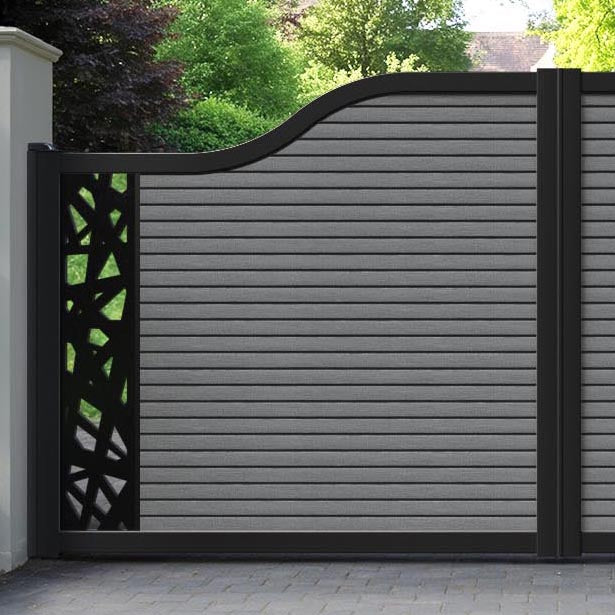 Hudson Prism Curved Top Driveway Gate - Mid Grey - End Screen