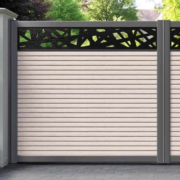 Hudson Prism Straight Top Driveway Gate - Mid Stone - Top Screen