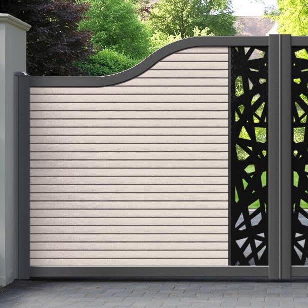 Hudson Prism Curved Top Driveway Gate - Mid Stone - Middle Screen