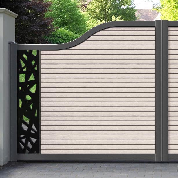 Hudson Prism Curved Top Driveway Gate - Mid Stone - End Screen