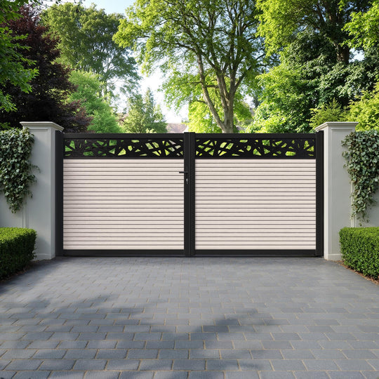 Hudson Prism Straight Top Driveway Gate - Mid Stone - Top Screen
