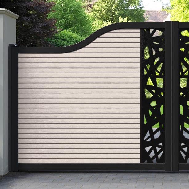 Hudson Prism Curved Top Driveway Gate - Mid Stone - Middle Screen