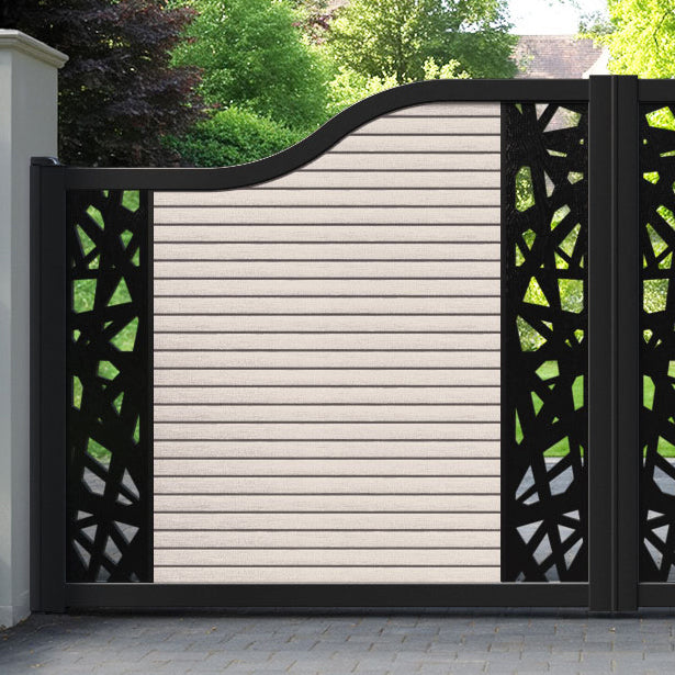 Hudson Prism Curved Top Driveway Gate - Mid Stone - Middle & End Screen