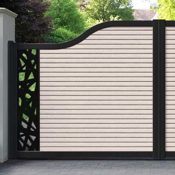 Hudson Prism Curved Top Driveway Gate - Mid Stone - End Screen