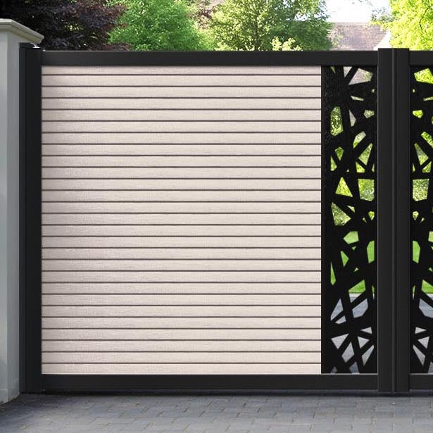 Hudson Prism Straight Top Driveway Gate - Mid Stone - Middle Screen