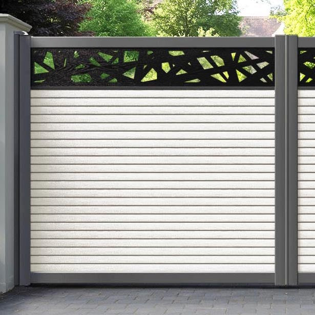 Hudson Prism Straight Top Driveway Gate - Light Stone - Top Screen