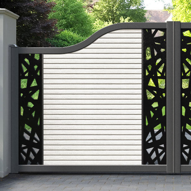 Hudson Prism Curved Top Driveway Gate - Light Stone - Middle & End Screen
