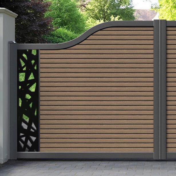 Hudson Prism Curved Top Driveway Gate - Teak - End Screen
