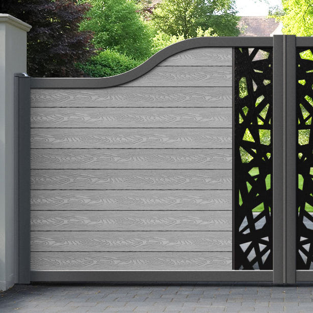 Classic Prism Curved Top Driveway Gate - Light Grey - Middle Screen