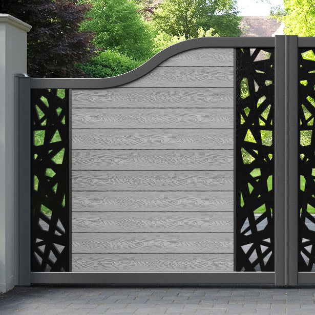 Classic Prism Curved Top Driveway Gate - Light Grey - Middle & End Screen