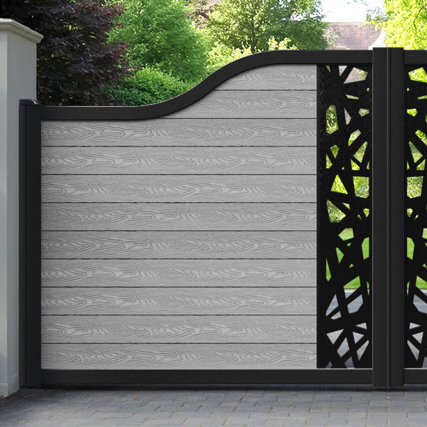 Classic Prism Curved Top Driveway Gate - Light Grey - Middle Screen