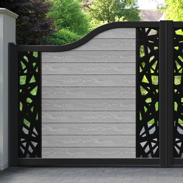 Classic Prism Curved Top Driveway Gate - Light Grey - Middle & End Screen