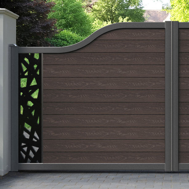 Classic Prism Curved Top Driveway Gate - Mid Brown - End Screen