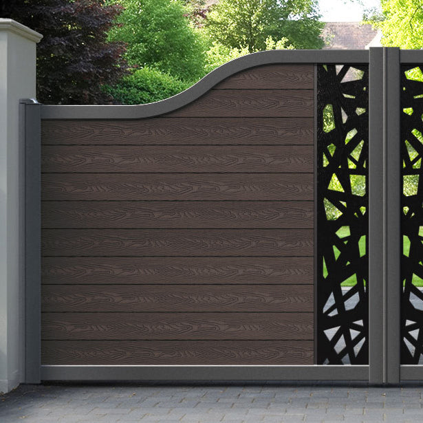Classic Prism Curved Top Driveway Gate - Mid Brown - Middle Screen