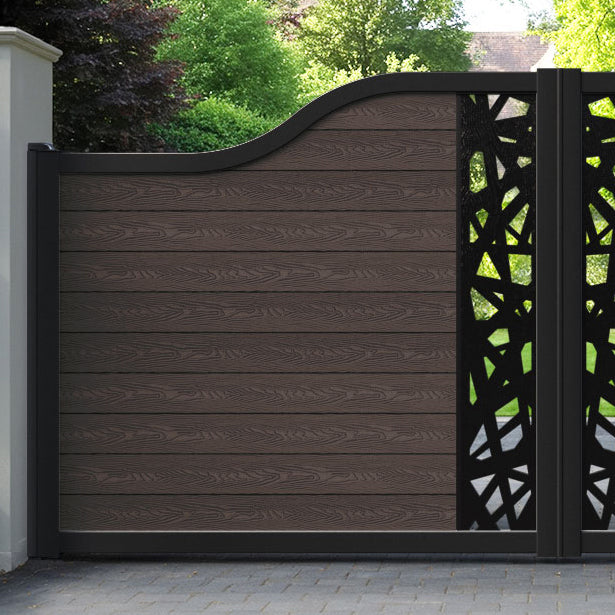 Classic Prism Curved Top Driveway Gate - Mid Brown - Middle Screen