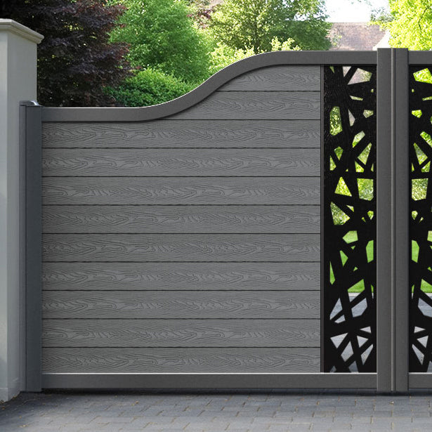 Classic Prism Curved Top Driveway Gate - Mid Grey - Middle Screen