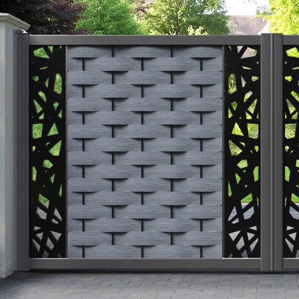 Ripple Prism Straight Top Driveway Gate - Anthracite - Middle & End Screen