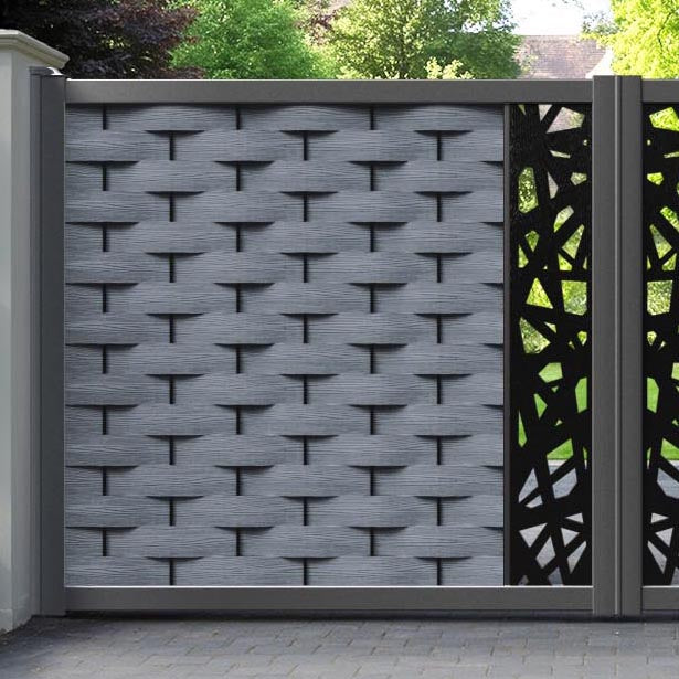 Ripple Prism Straight Top Driveway Gate - Anthracite - Middle Screen