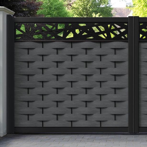 Ripple Prism Straight Top Driveway Gate - Dark Grey - Top Screen
