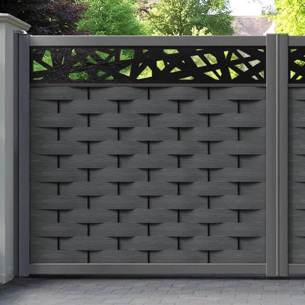 Ripple Prism Straight Top Driveway Gate - Dark Grey - Top Screen