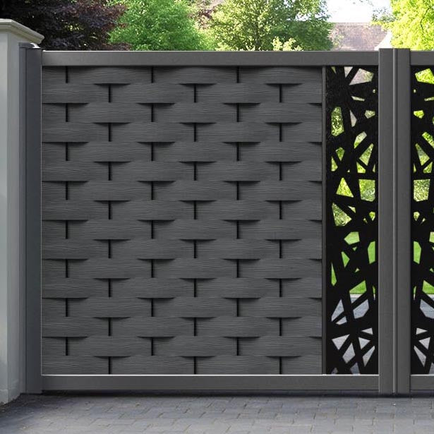 Ripple Prism Straight Top Driveway Gate - Dark Grey - Middle Screen