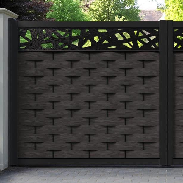 Ripple Prism Straight Top Driveway Gate - Dark Oak - Top Screen