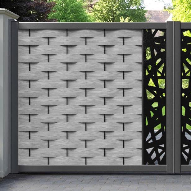 Ripple Prism Straight Top Driveway Gate - Light Grey - Middle Screen