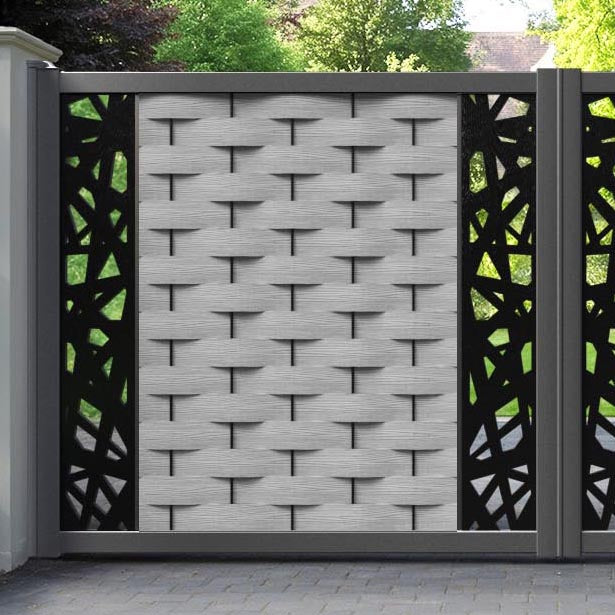 Ripple Prism Straight Top Driveway Gate - Light Grey - Middle & End Screen