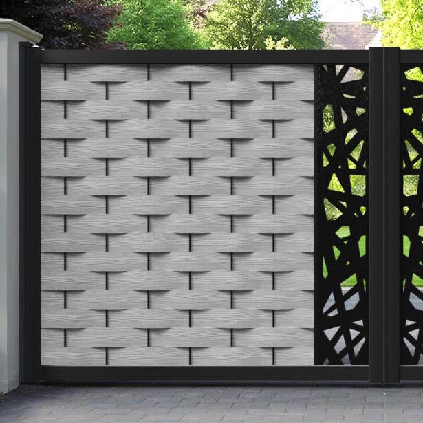 Ripple Prism Straight Top Driveway Gate - Light Grey - Middle Screen