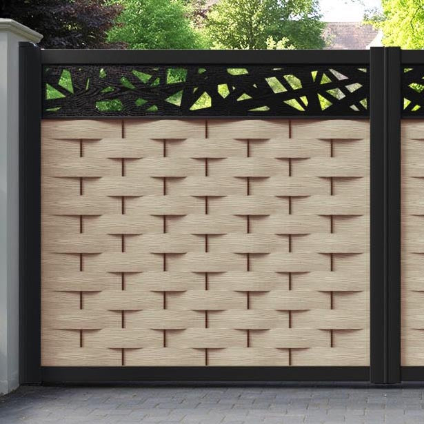 Ripple Prism Straight Top Driveway Gate - Light Oak- Top Screen