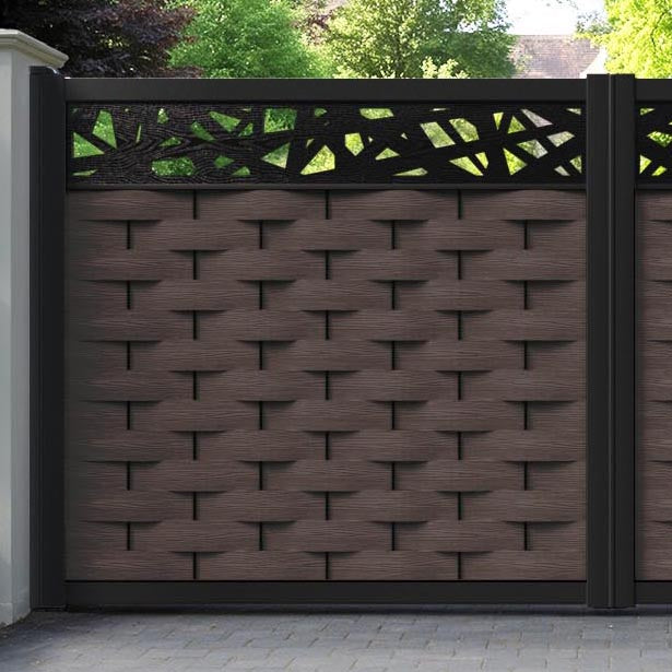 Ripple Prism Straight Top Driveway Gate - Mid Brown - Top Screen