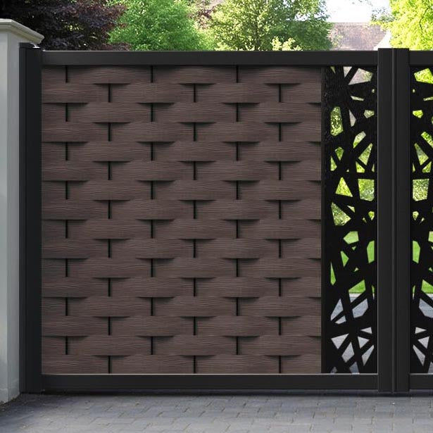 Ripple Prism Straight Top Driveway Gate - Mid Brown - Middle Screen