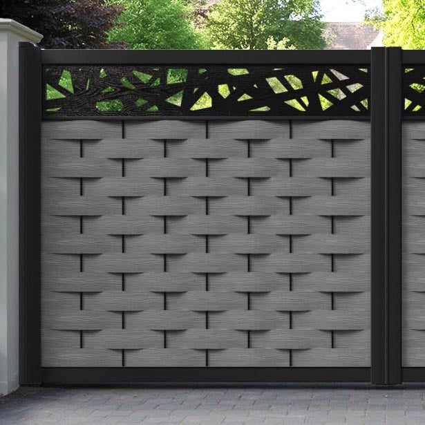 Ripple Prism Straight Top Driveway Gate - Mid Grey - Top Screen