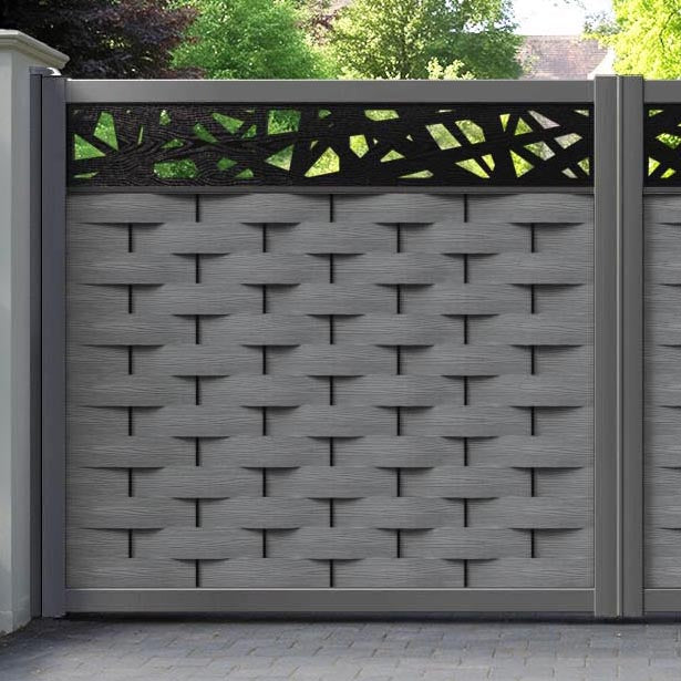 Ripple Prism Straight Top Driveway Gate - Mid Grey - Top Screen