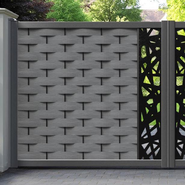 Ripple Prism Straight Top Driveway Gate - Mid Grey - Middle Screen