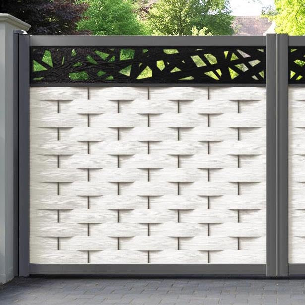Ripple Prism Straight Top Driveway Gate - Light Stone - Top Screen