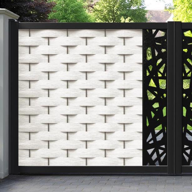 Ripple Prism Straight Top Driveway Gate - Light Stone - Middle Screen