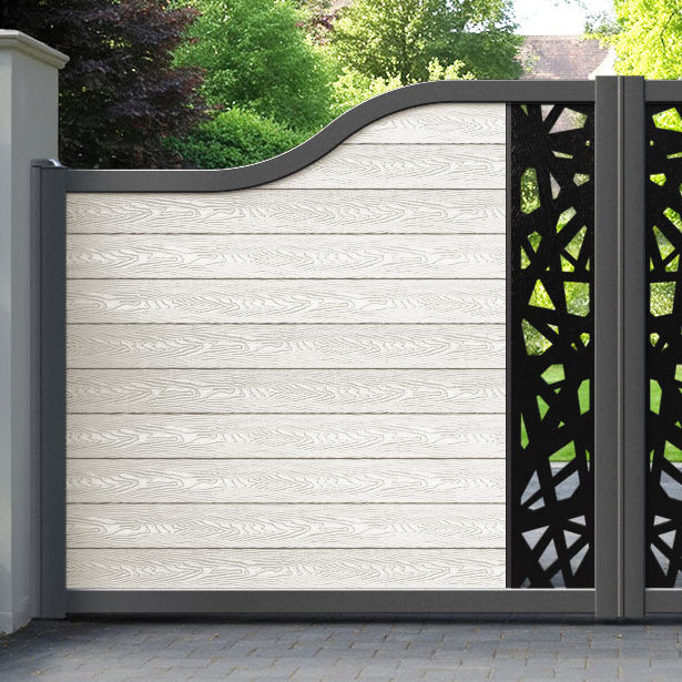 Classic Prism Curved Top Driveway Gate - Light Stone - Middle Screen