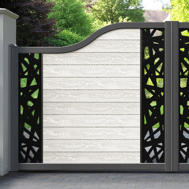 Classic Prism Curved Top Driveway Gate - Light Stone - Middle & End Screen