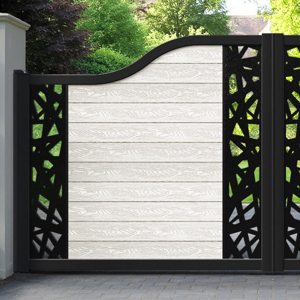Classic Prism Curved Top Driveway Gate - Light Stone - Middle & End Screen