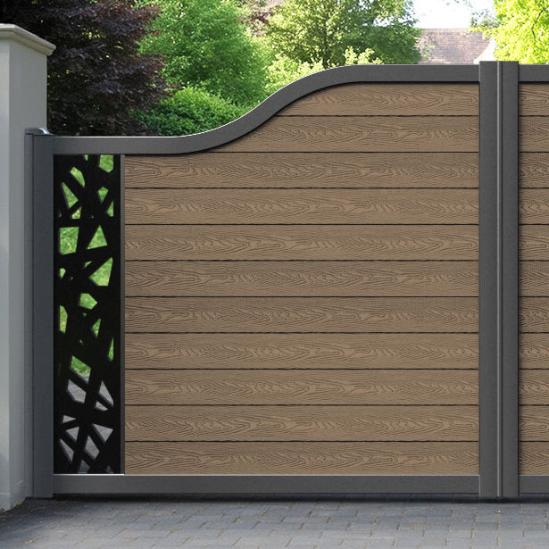 Classic Prism Curved Top Driveway Gate - Teak -  End Screen