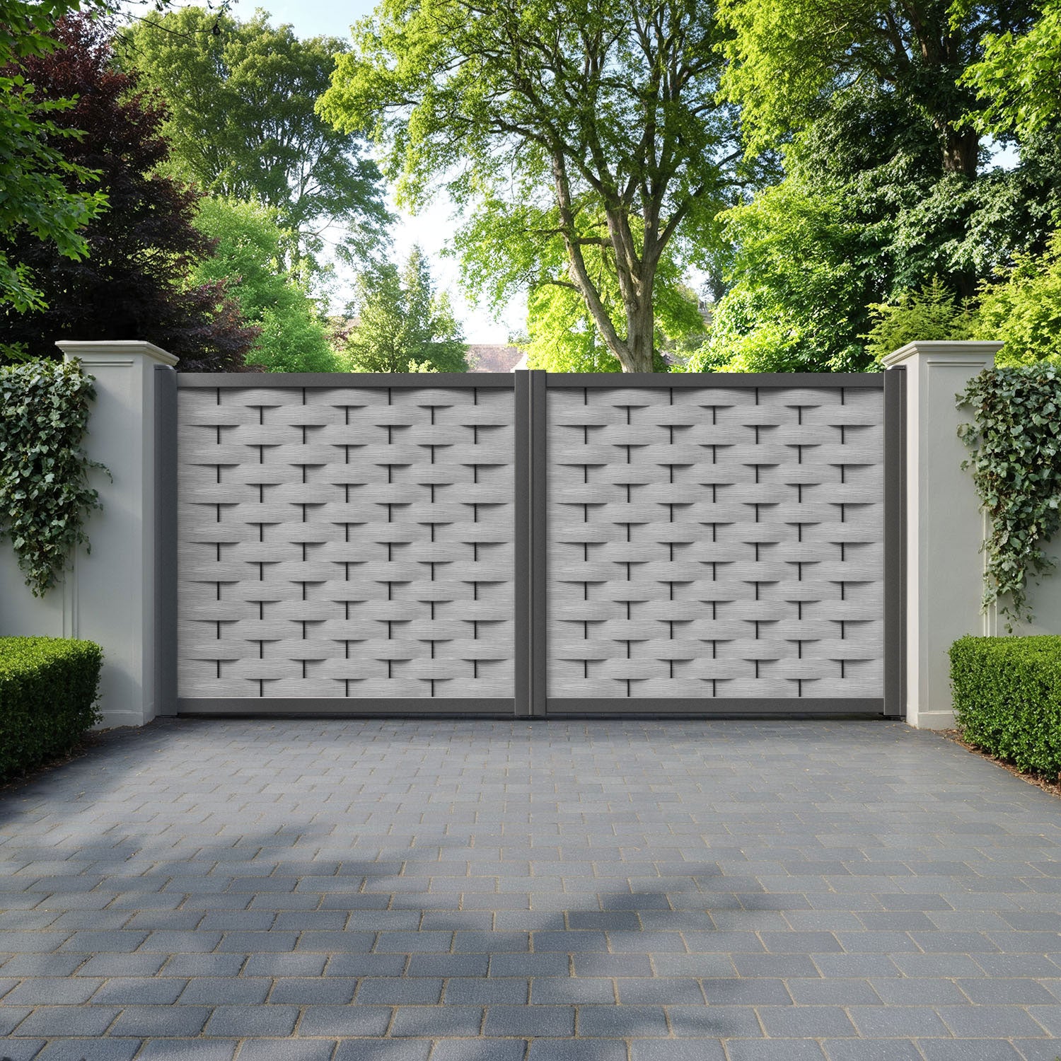 Ripple Light Grey Straight Top Driveway Gate