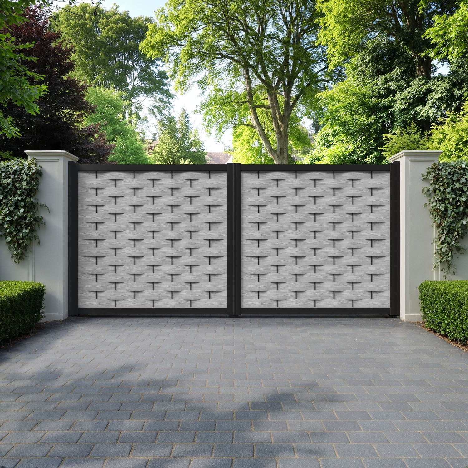 Ripple Light Grey Straight Top Driveway Gate